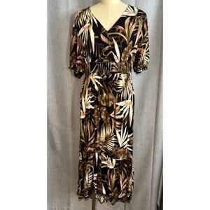 NEW Old Navy Tropical Palm Leaf Waist Defined Maxi Dress Size Medium NWT